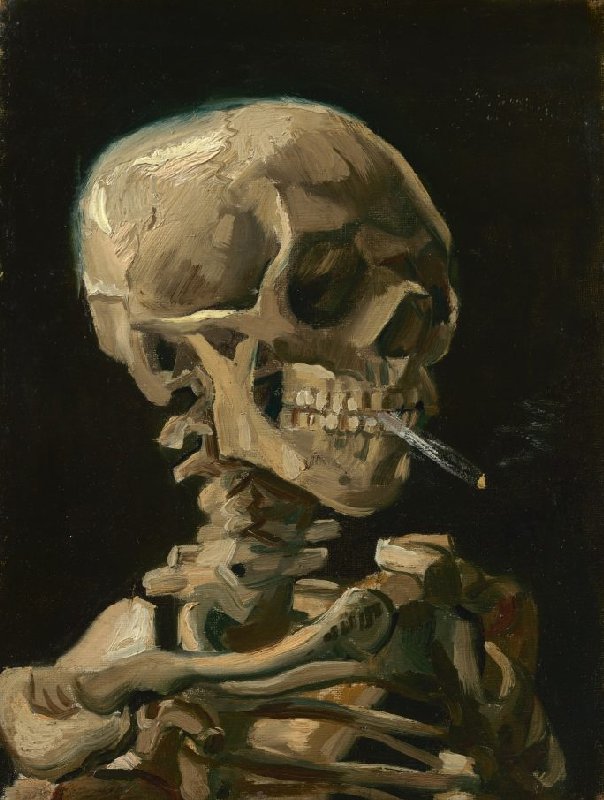 Head of a Skeleton with a Burning Cigarette by Van Gogh